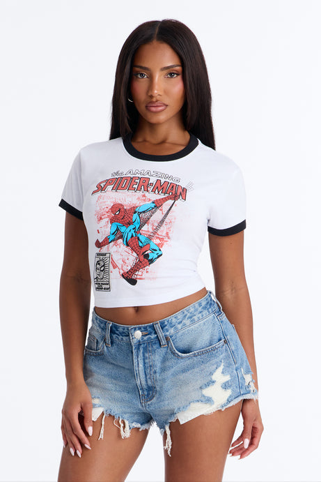 Spiderman Ringer Tee - White