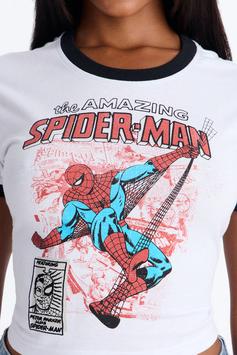 Spiderman Ringer Tee - White
