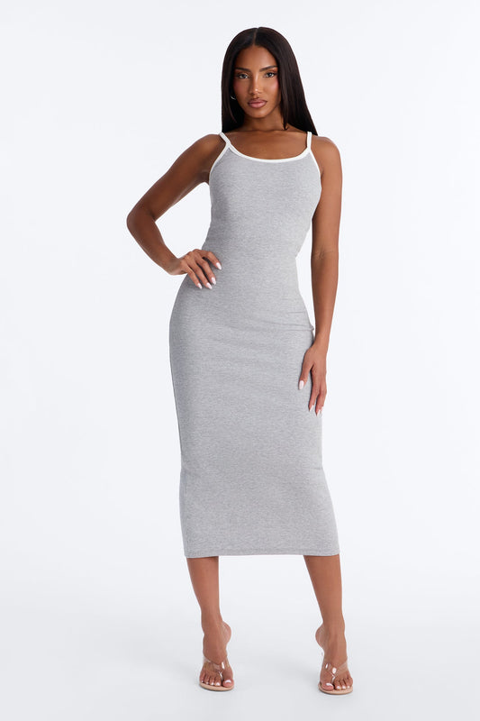 Lowkey Built In Bra Cami Midi Dress - Grey