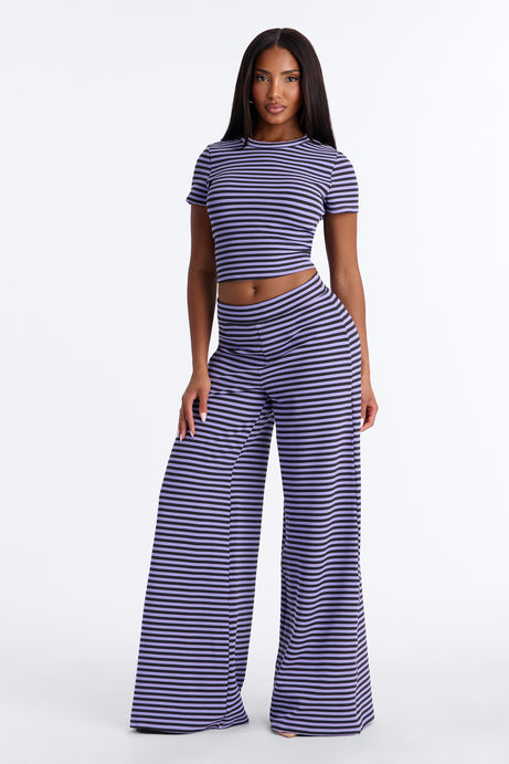 Hyped In Stripes Pant Set - Lavender/combo