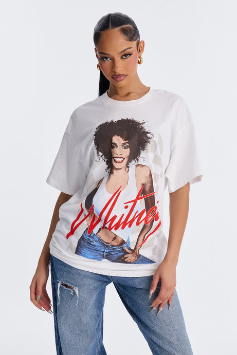 Whitney Houston Icon Status Oversized Tee - White