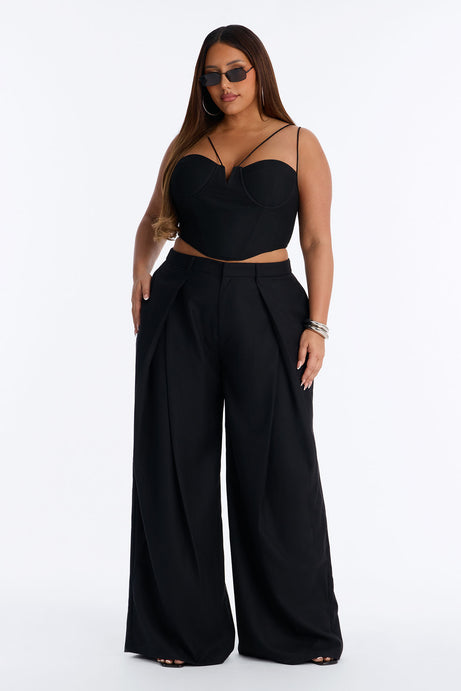 Executive Realness Pleated Wide Leg Trouser 33" - Black