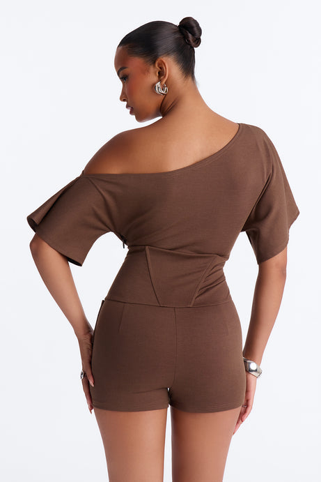 It Girl Coded One Shoulder Belted Romper