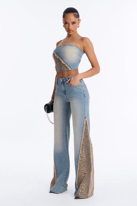 Sara Flare Denim Pant Set