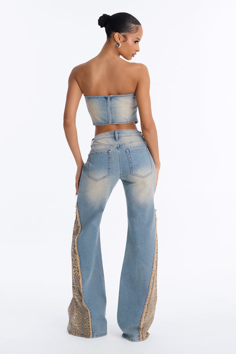 Sara Flare Denim Pant Set