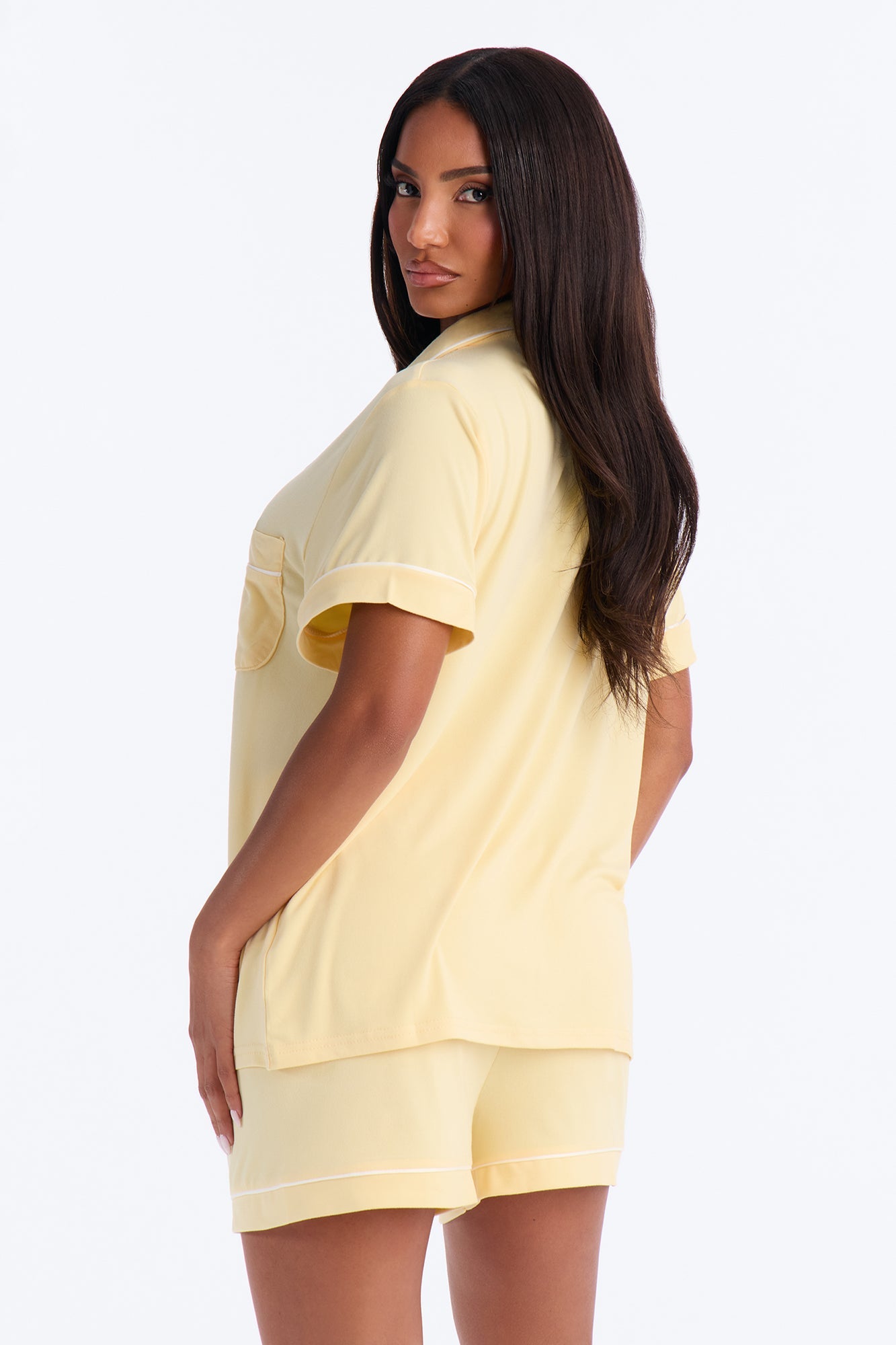 In The Morning PJ Short Sleeve Short Set - Butter Yellow