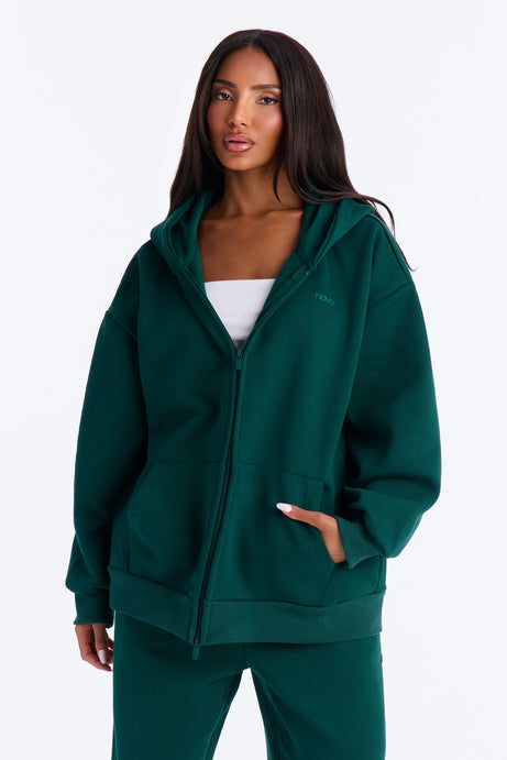 Libby Full Zip Hoodie Fleece Sweatshirt - Hunter