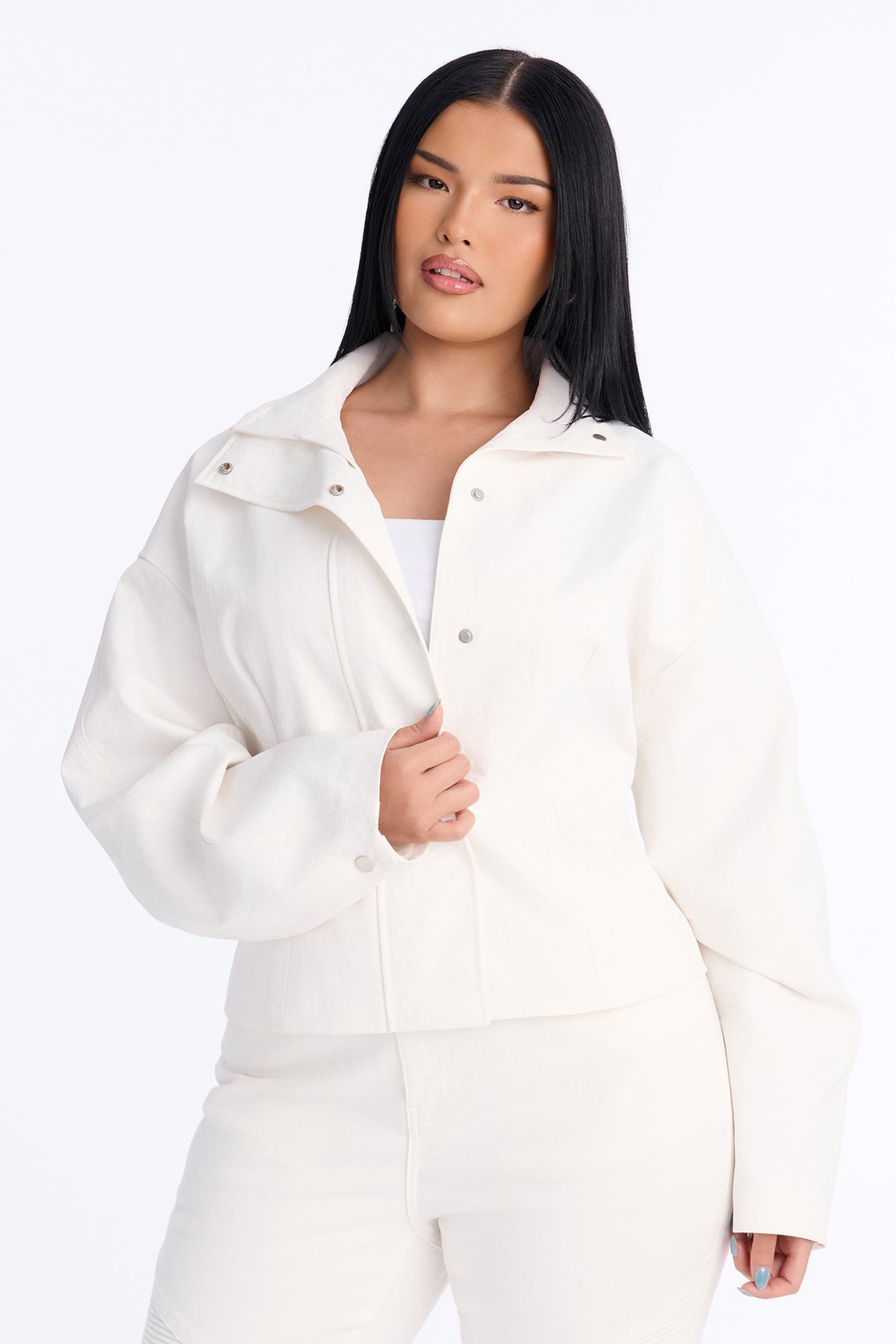 Fiona Fitted Twill Jacket - White