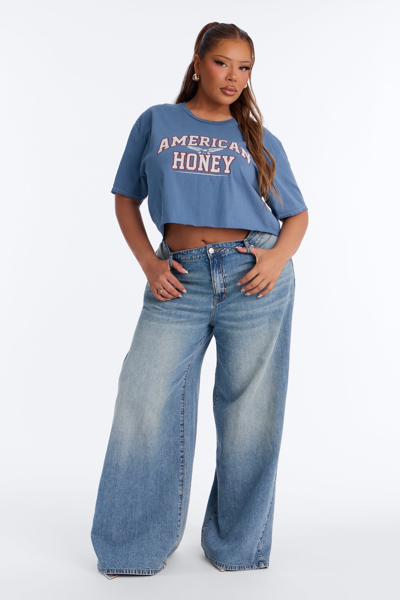 American Honey Cropped Baby T-Shirt - Navy