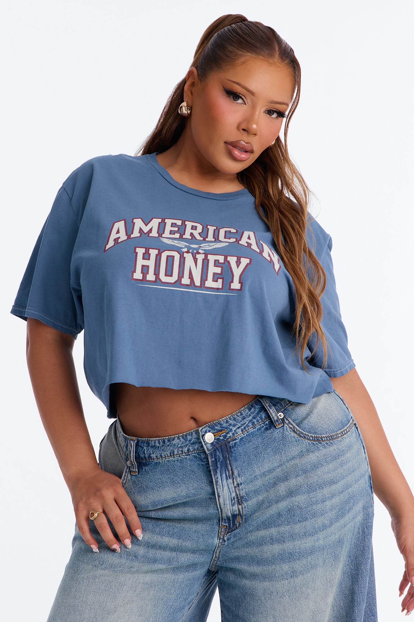 American Honey Cropped Baby T-Shirt - Navy