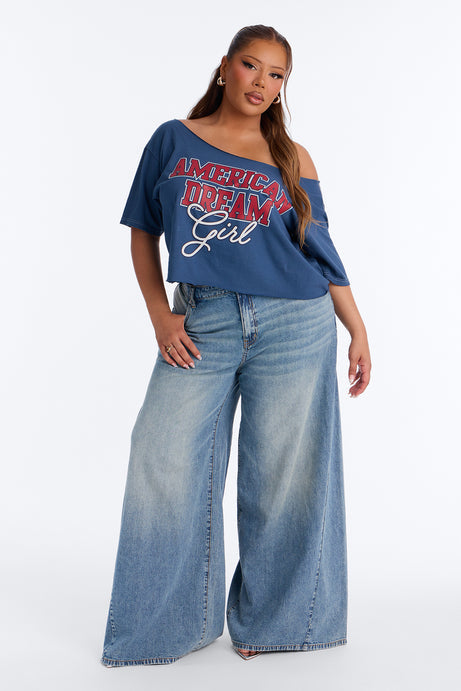 American Dream Girl Cropped T-Shirt - Navy
