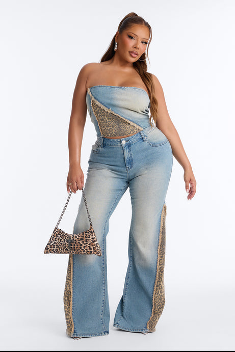 Sara Flare Denim Pant Set