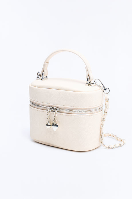 Never Walk Alone Faux Leather Crossbody Handbag - Ivory