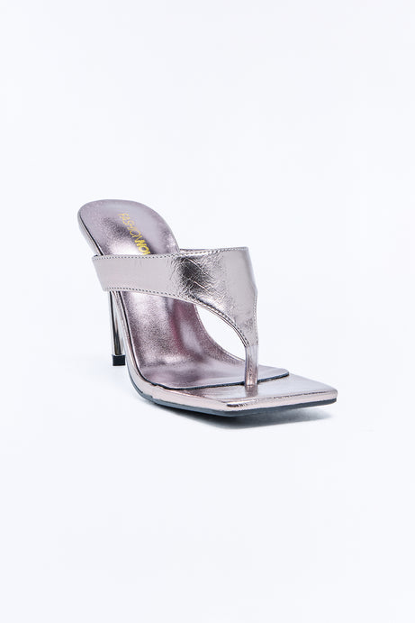 Tremble Stiletto Thong Heels - GunMetal