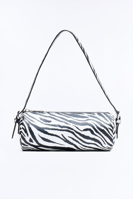Everyday Essential Faux Leather Shoulder Handbag - Black/White