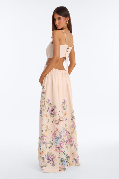 Be Mine Cut Out Linen Maxi Dress