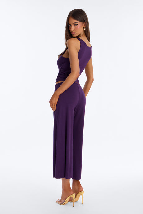 Cool Girl Gaucho Pant Set - Plum
