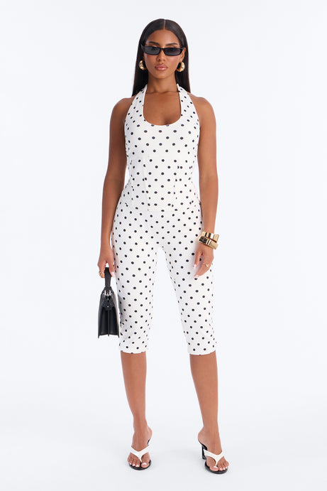 All Dolled Up Polka Dot Capri Set - White/Black