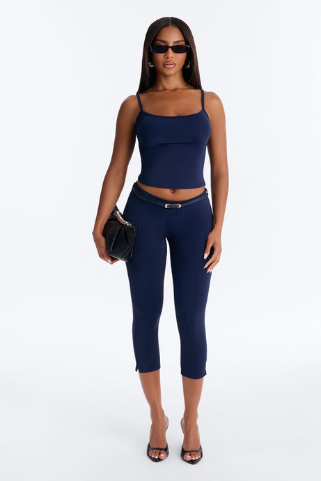 Alexa Belted Capri Set - Navy