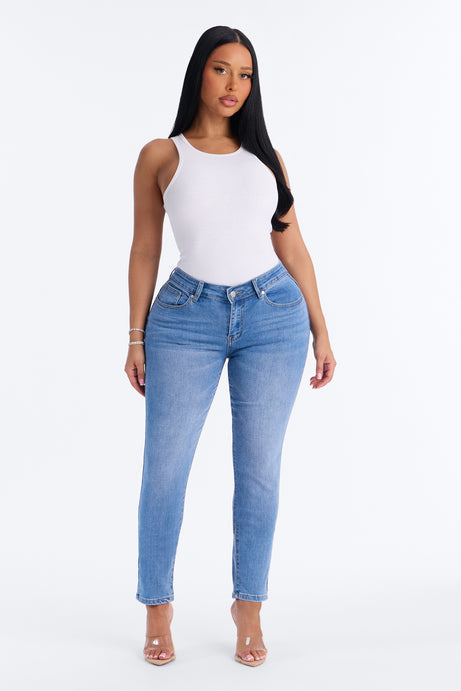 Never Settle High Rise Everyday Stretch Skinny Jeans - Light Blue Wash
