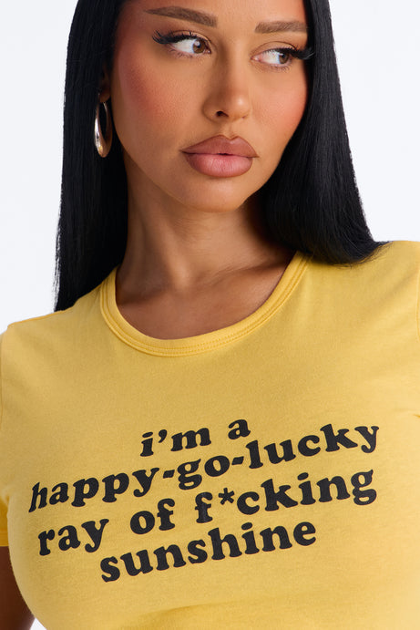 I Am Sunshine Cropped Baby Tee - Yellow