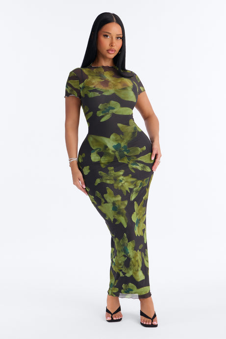 Willow Short Sleeve Mesh Maxi Dress