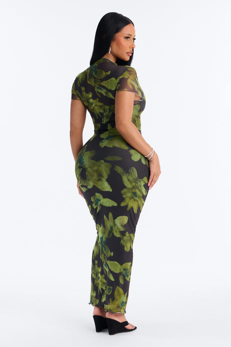 Willow Short Sleeve Mesh Maxi Dress