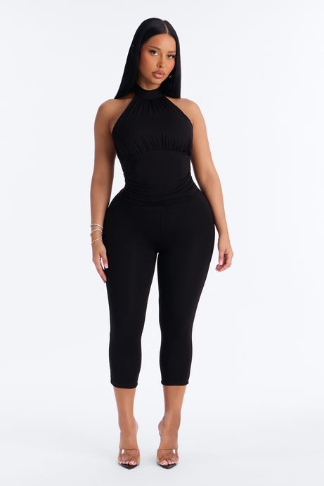 When We Met Capri Jumpsuit - Black
