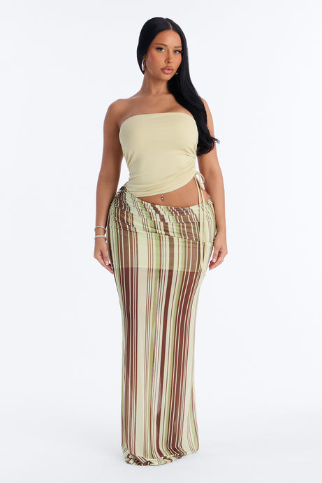 No Limits Strapless Maxi Dress - Green/combo