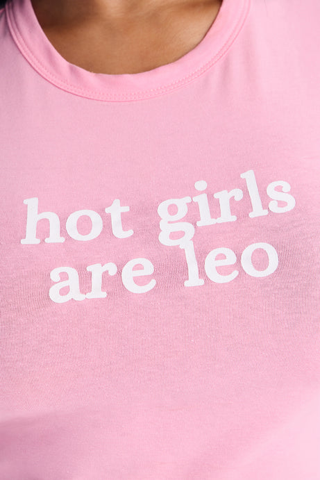 Hot Girls Are Leo Baby Tee - Light Pink
