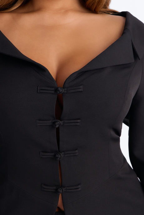 Francesca Open Shoulder Frog Closure Blazer