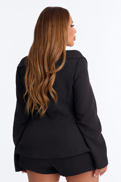 Francesca Open Shoulder Frog Closure Blazer