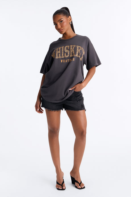 Whiskey Weather Leopard Oversized Tee - Black