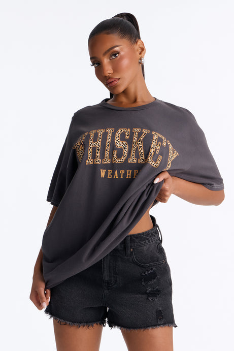 Whiskey Weather Leopard Oversized Tee - Black