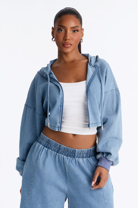 So Down Chambray Jort Set - Light Wash