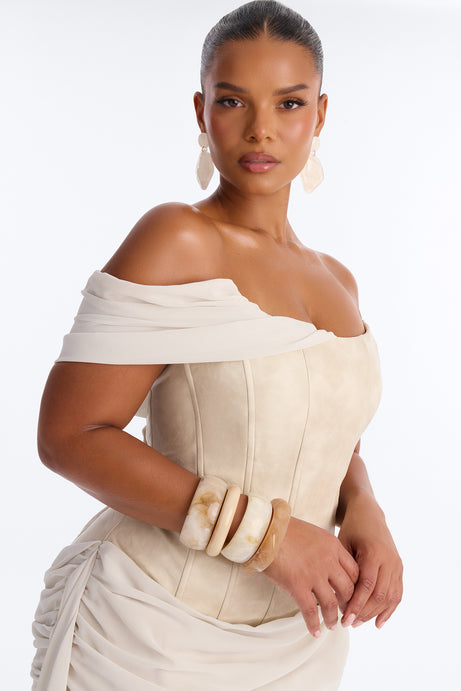 Vivi Corset Waist Faux Leather Mini Dress - White