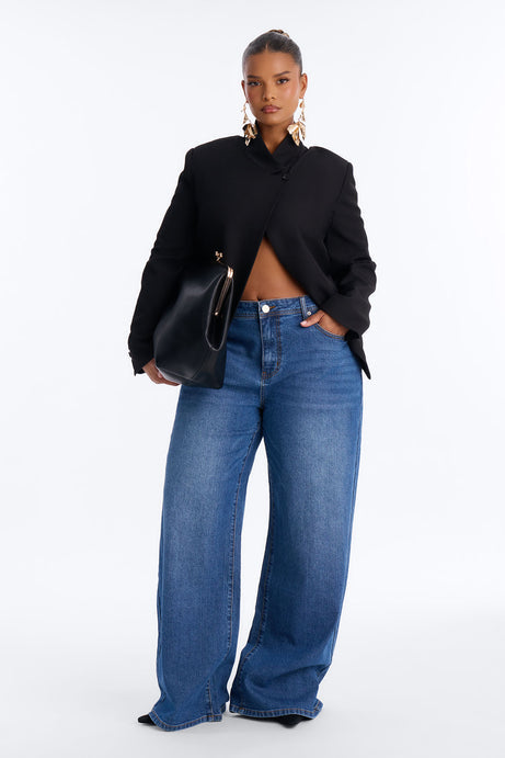 Gianna Cross Front High Collar Open Blazer