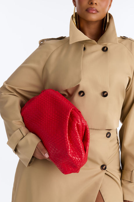 Effortless Touch Faux Leather Clutch - Red