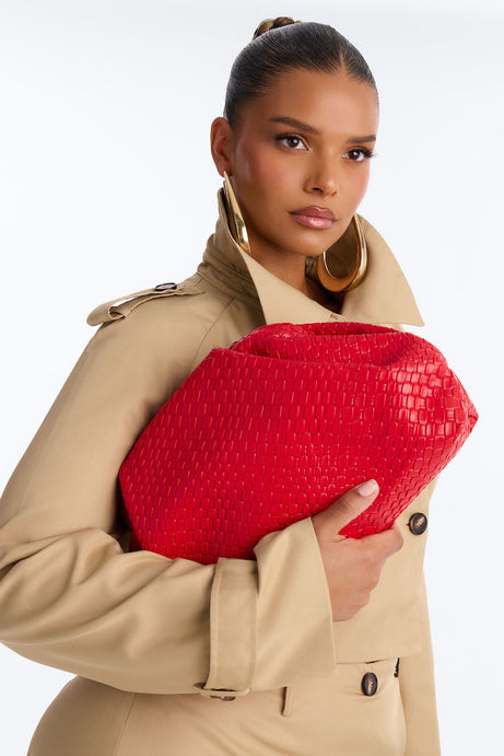 Effortless Touch Faux Leather Clutch - Red