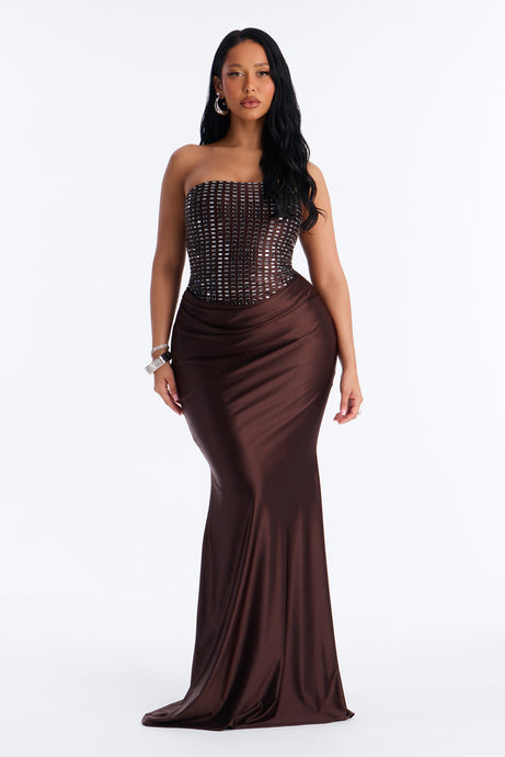 Gia Rhinestone Strapless Gown