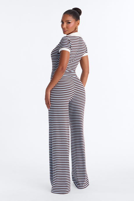 Thinking About You Ribbed Pant Set - Brown/combo