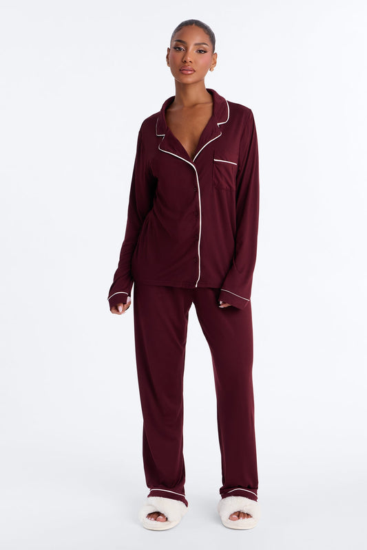 In The Morning PJ Pant Set - Burgundy