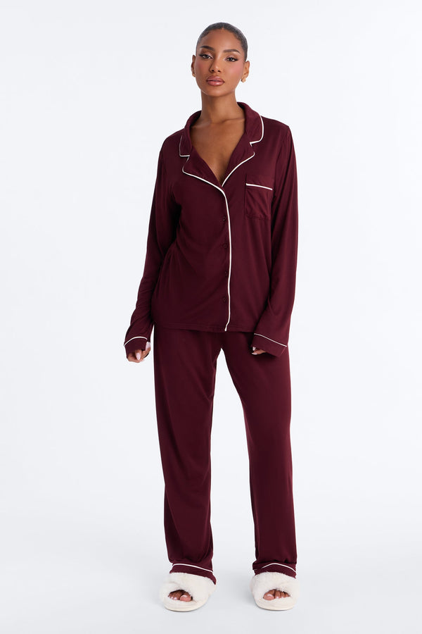 In The Morning PJ Pant Set - Burgundy