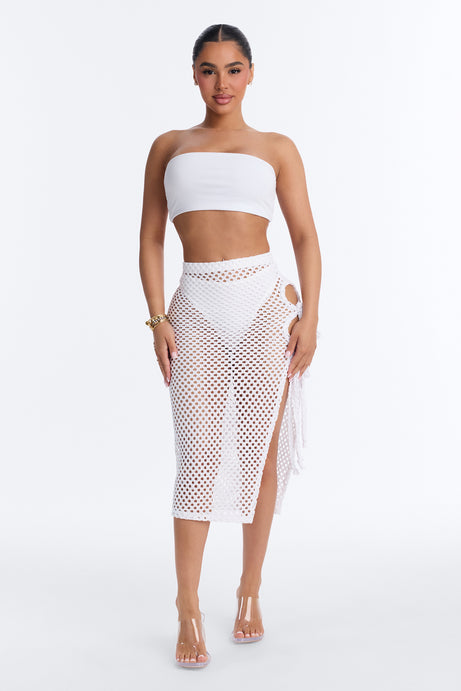 Paradise Sun Side Slit Cover Up Skirt - White