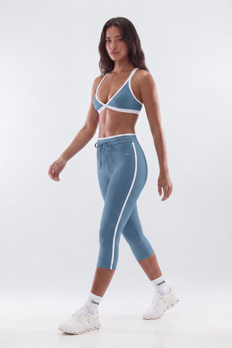 ProStretch™ 17″ Contrast Trim High Rise Capri Legging - Soft Indigo