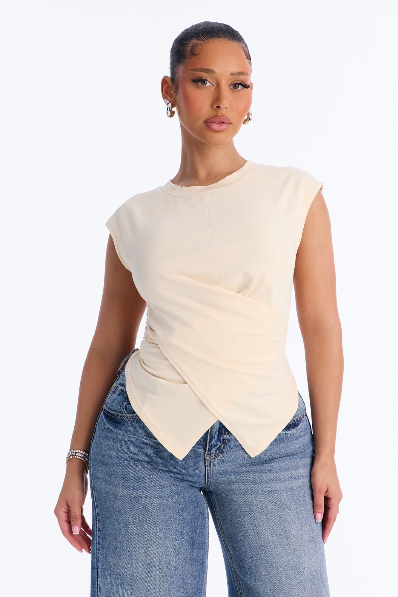 Crossed Up Crew Neck Tee - Butter Yellow