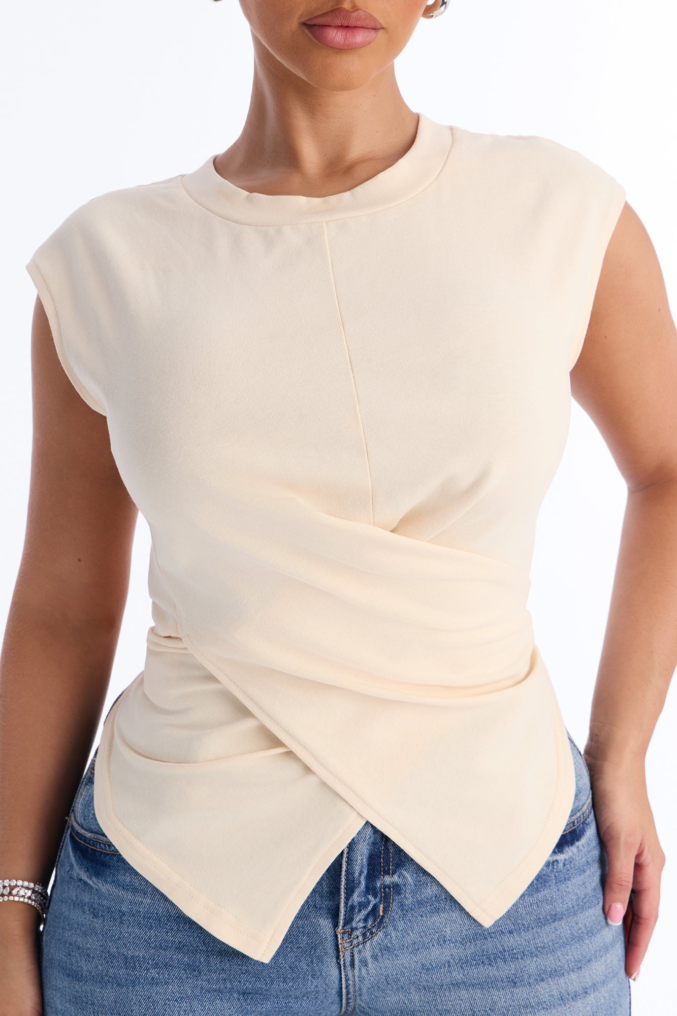 Crossed Up Crew Neck Tee - Butter Yellow