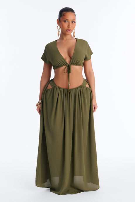 Santorini Light Backless Skirt Set - Olive
