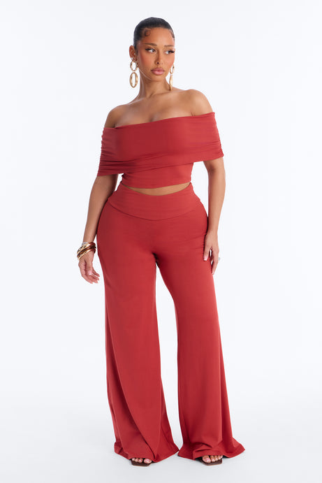 Nola Off Shoulder Pant Set - Rust
