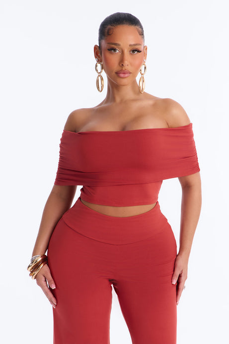 Nola Off Shoulder Pant Set - Rust